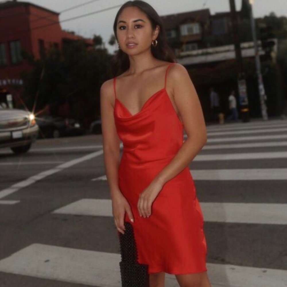 Red Urban Outfitters Satin Mallory Dress